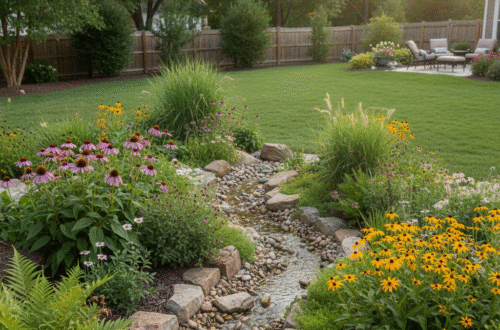 Rain garden setup with coarse sand and triple mix soil layers